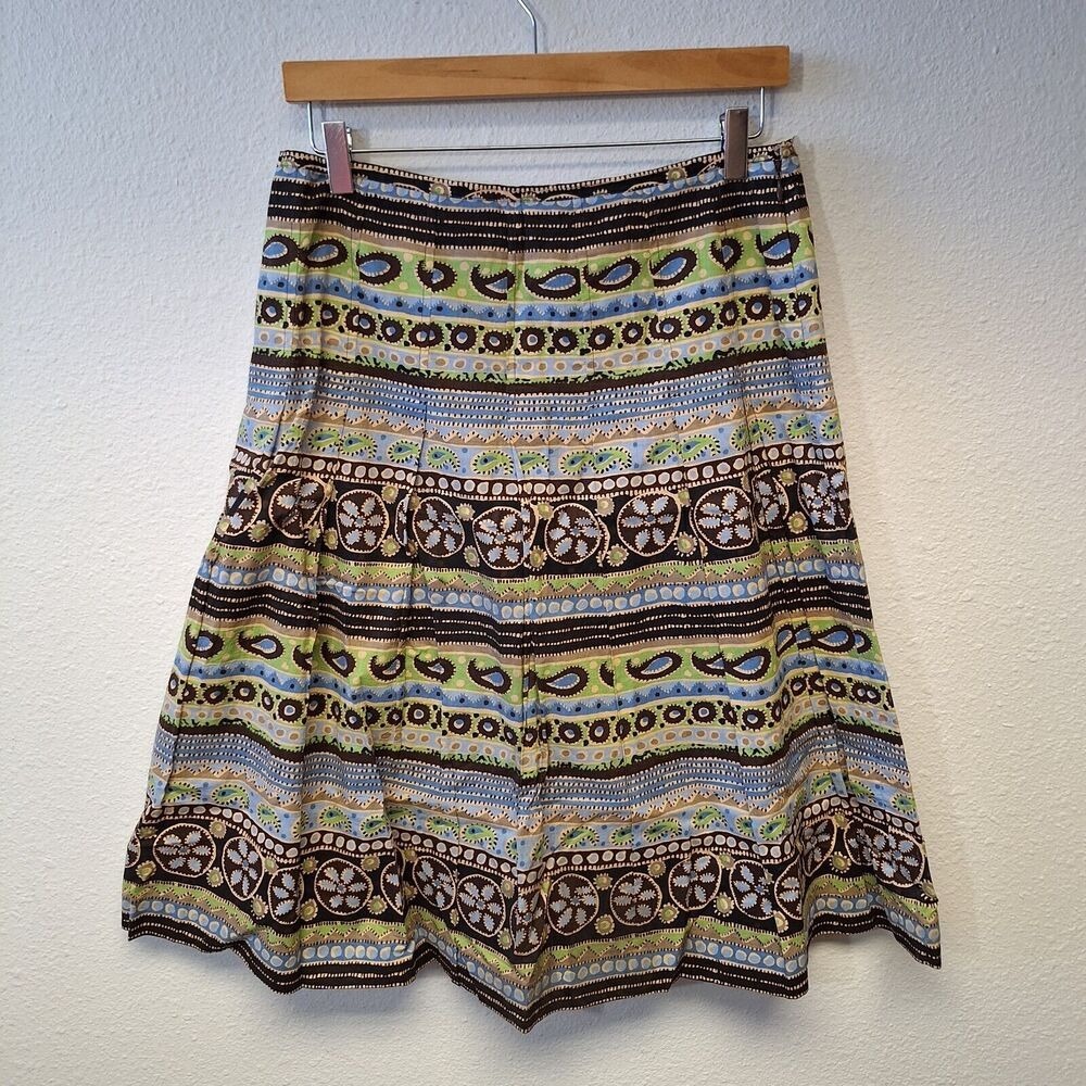 Vintage Harold's A-Line Skirts Pleated Paisley Design Multicolor Womens Size 8